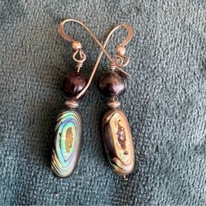 3 FOR $20: Brown pearl & abalone earrings
